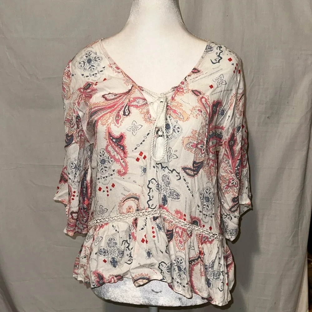 Abercrombie & Fitch Paisley Print Peasant Top S